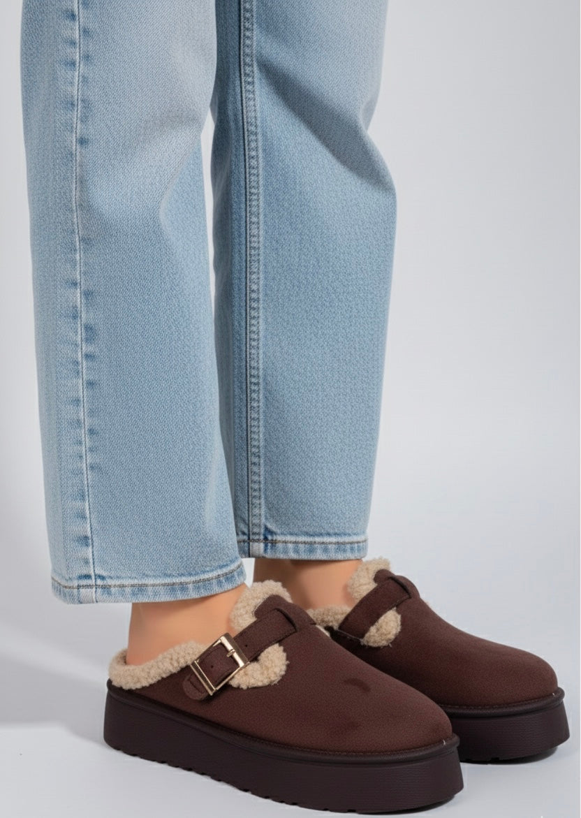 Brown Fur Clogs
