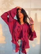 Extra Frill Flare Sleeve Blouse
