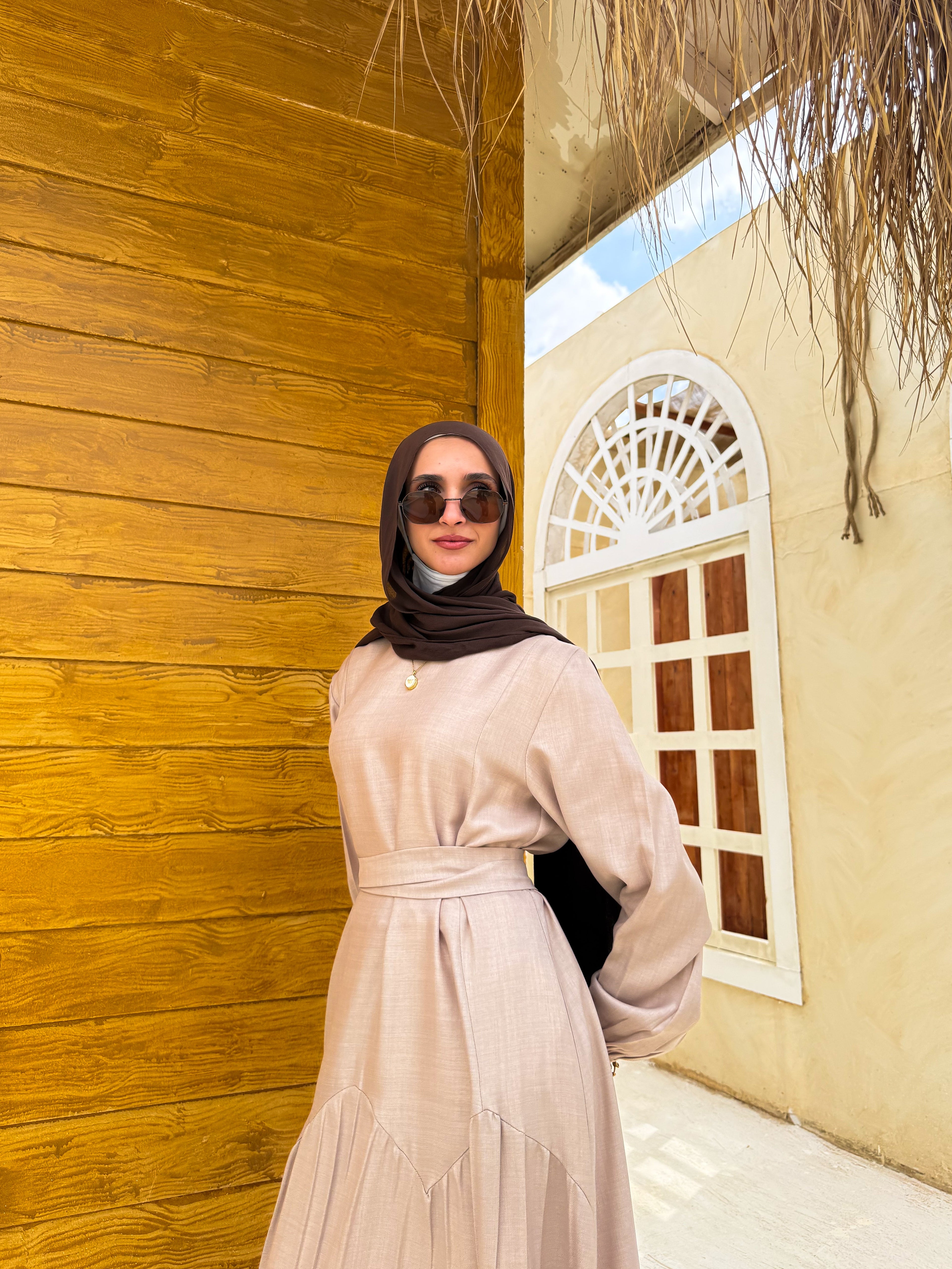 Flow Belted Dress C601 Beige
