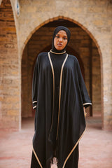 Fringed kaftan in black