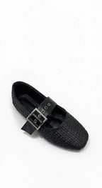 Black Braided Mary Jane Ballerinas