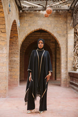 Fringed kaftan in black
