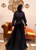 Pleated Satin Skirt C411 Black
