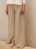 Striped Linen Pants - Beige