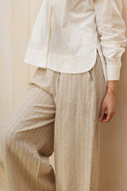 Striped Linen Pants - Beige