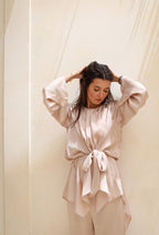Satin Flowy Set - Beige