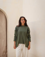 Basic Cotton T-shirt with cruched sleeves