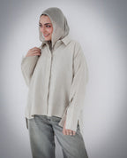 High-Low Linen Shirt- Beige