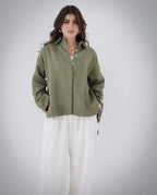 High-low Linen Shirt - Olive