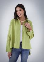 High-low Linen Shirt - Kiwi