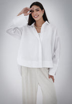 High-Low Linen Shirt - White