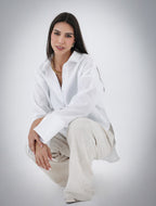 High-Low Linen Shirt - White