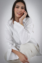 High-Low Linen Shirt - White