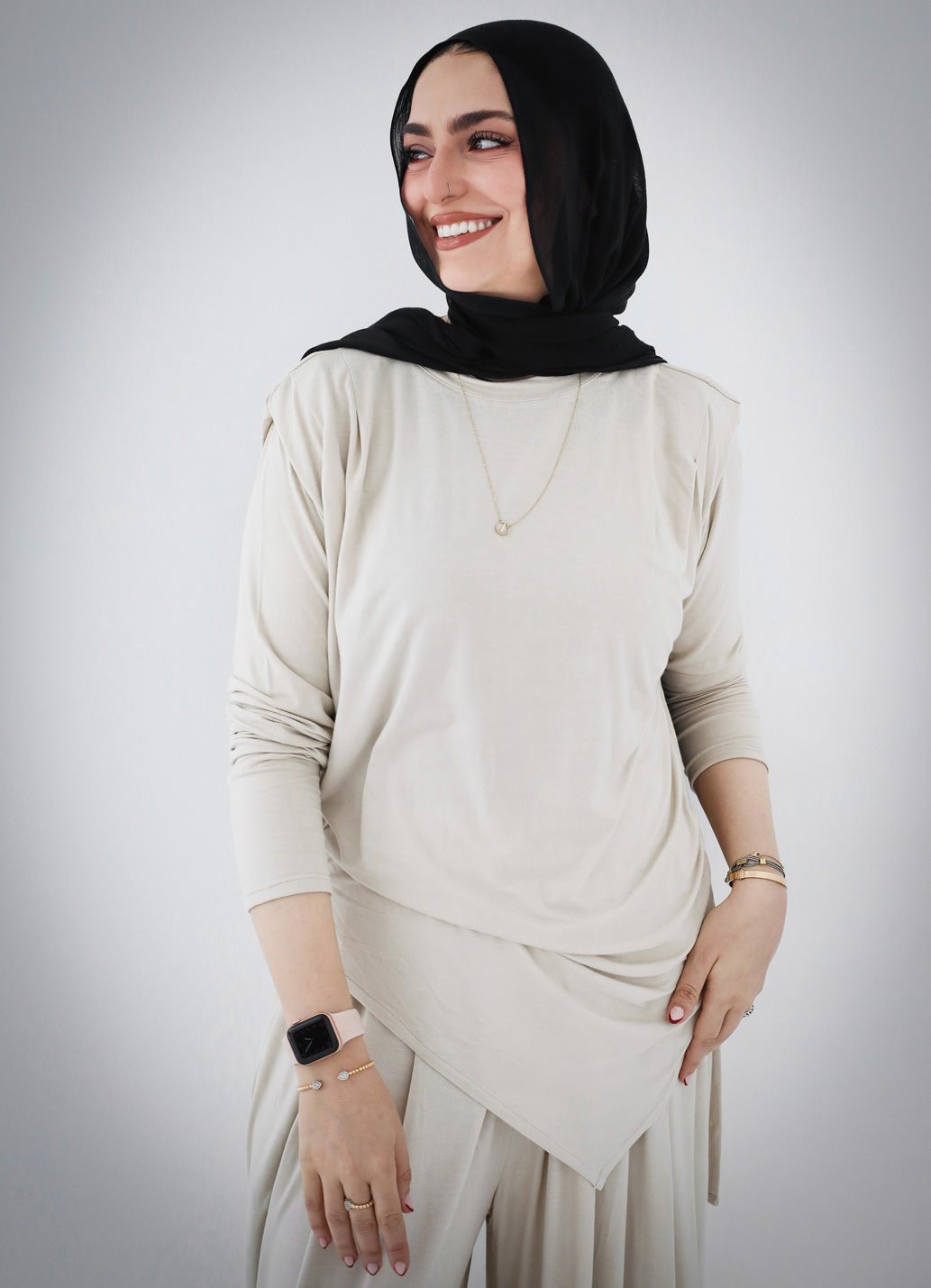 Draped Cotton Set - Beige