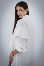 High-low Zipper Shirt - White