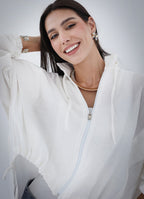 High-low Zipper Shirt - White