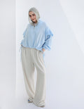 High-low Zipper Shirt - Baby Blue