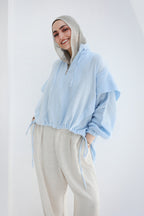 High-low Zipper Shirt - Baby Blue