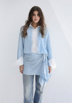Dual Form Striped Shirt- Baby Blue