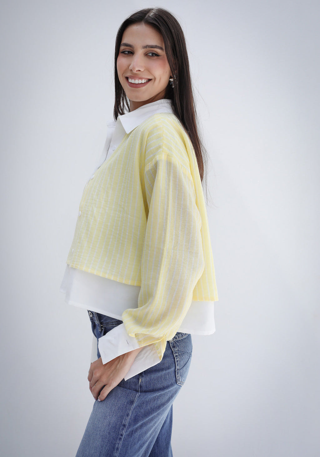 Dual Form Striped Shirt - Yellow