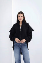 High-low Zipper Shirt - Black