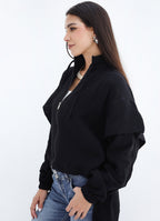 High-low Zipper Shirt - Black