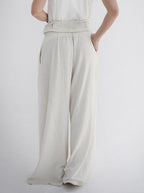 Eyelets Linen Pants -Beige