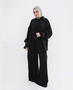 Eyelets linen Set - Black