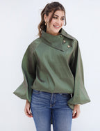 Side Collar Taffeta Top