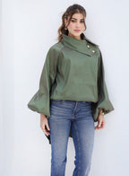 Side Collar Taffeta Top