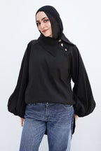Side Collar Taffeta Top