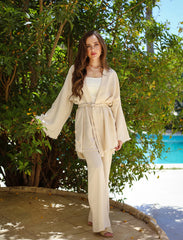 Striped Linen Set - Off-White
