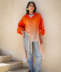 Ombré Linen Look Shirt - Orange
