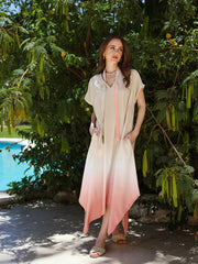 Ombré peach dress - short sleevs