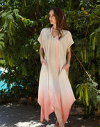 Ombré peach dress - short sleeves