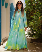 Blue waves dress- long sleeves
