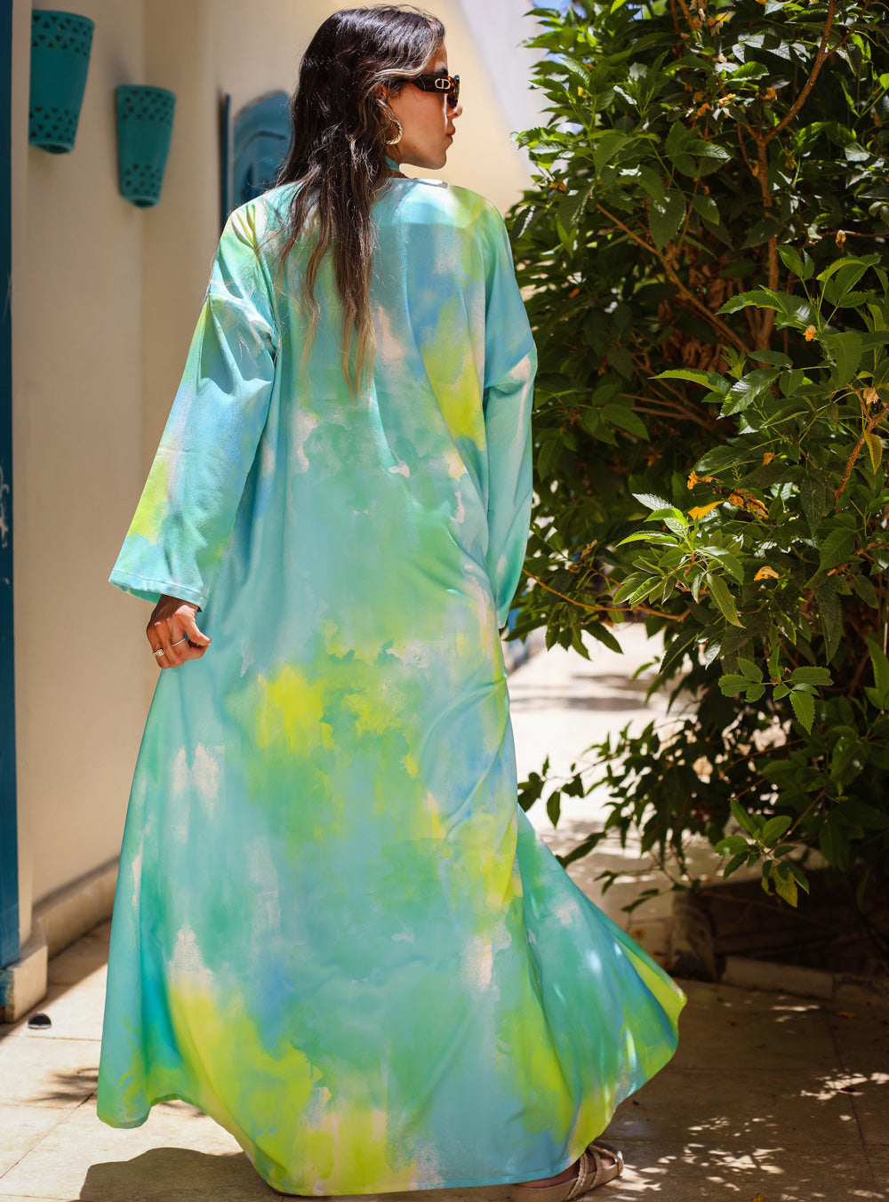 Blue waves dress- long sleeves