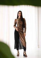 Draped Metallic Top