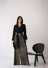 Shimmery wide pants-Gold