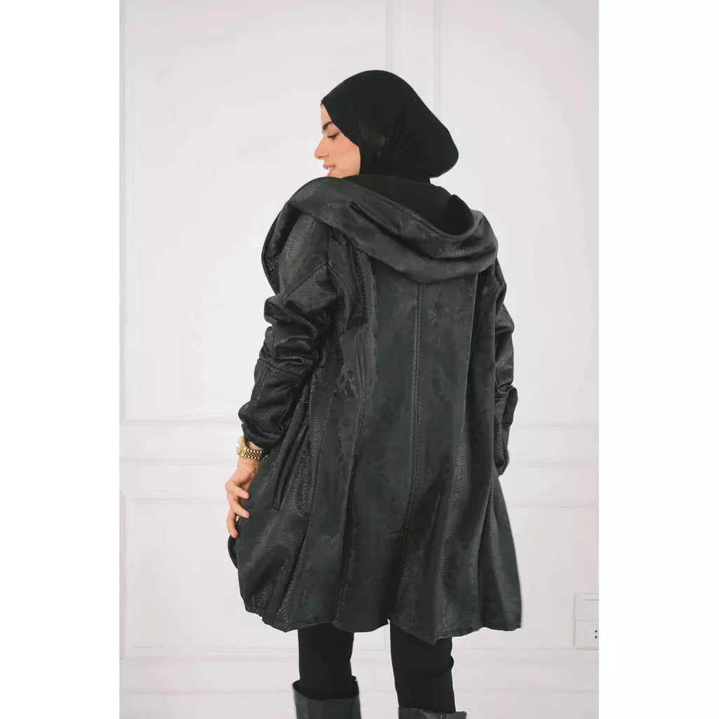 Snake leather jacket in black