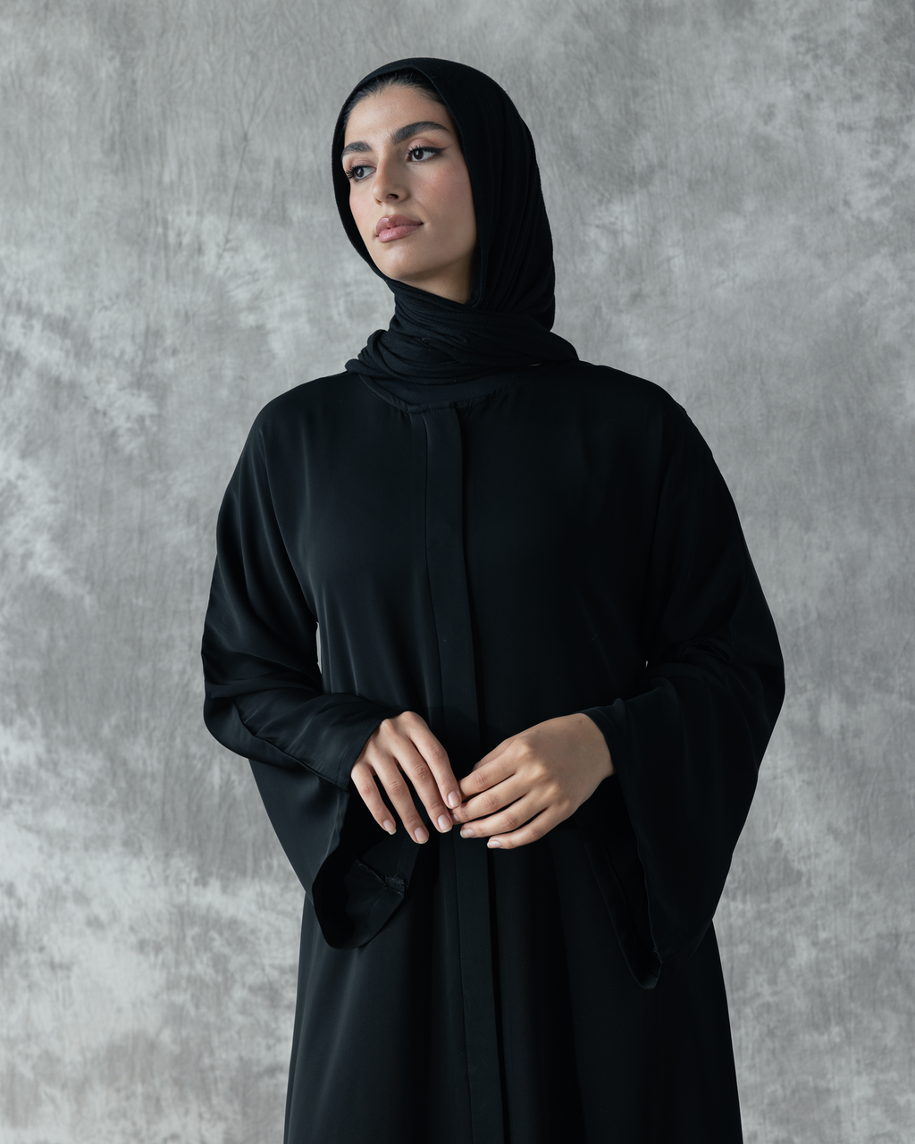 Elegant Silk Abaya with hidden buttons code 800