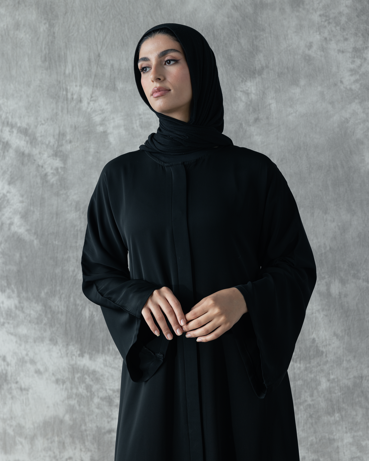 Elegant Silk Abaya with hidden buttons code 800