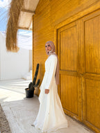 White Drapped Front Abaya C32