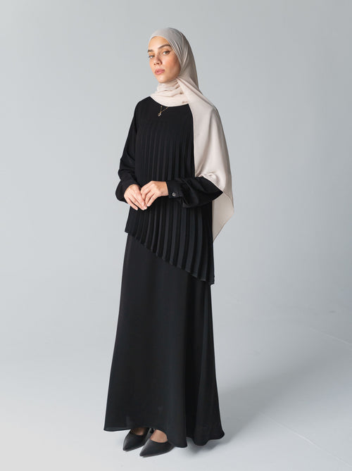 075 - Pleated Black Abaya