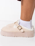 Beige Fur Clogs