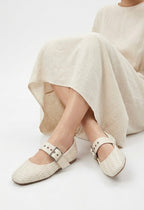 Beige Braided Mary Jane Ballerinas ( Pre Order : Receive it within 10 days )