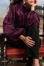 Side Collar Taffeta Top