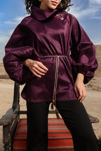 Side Collar Taffeta Top
