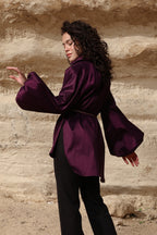 Side Collar Taffeta Top