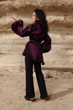 Side Collar Taffeta Top